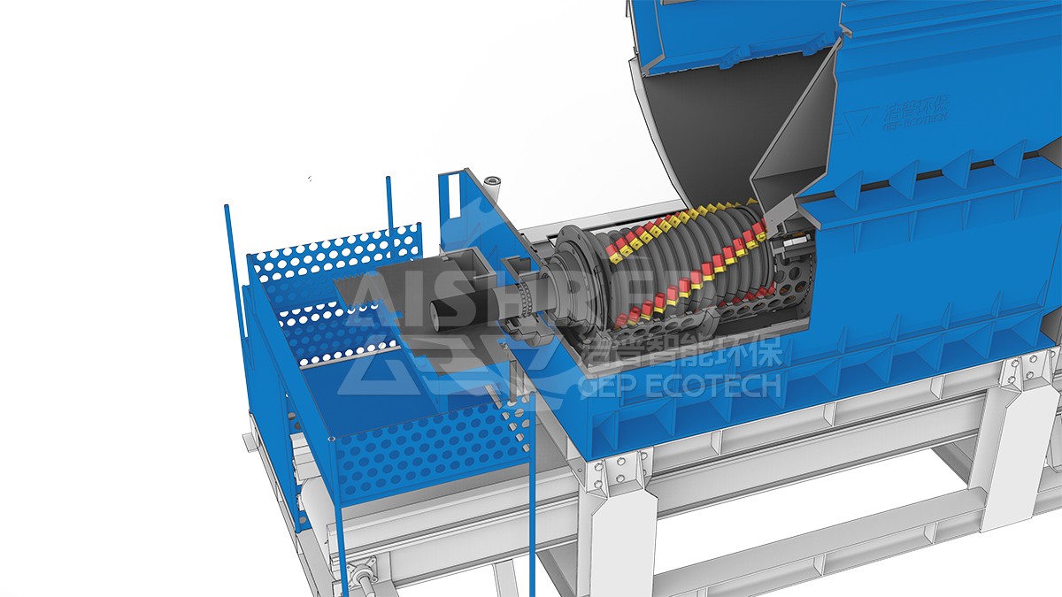 单轴撕碎机原理图