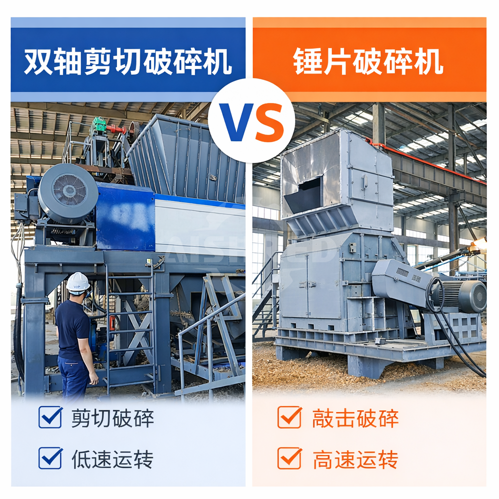 双轴剪切破碎机 vs 锤片破碎机